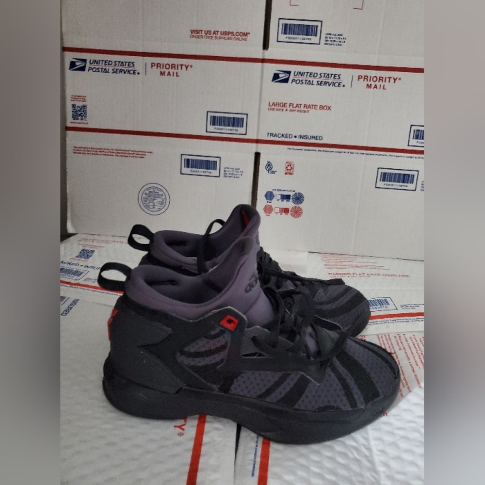 Adidas D Lillard Junior Basketball Shoes Sneakers Black 5 and a half